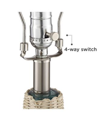 Alana Coastal Accent Table Lamp 22 3/4" High Rope Glass Gourd with Table Top Dimmer Fabric Drum Shade for Bedroom Living Room