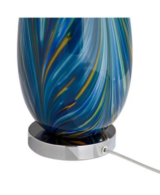 Pablo Modern Table Lamp with Round Riser 28 1/2" Tall  Art Glass Drum Shade for Bedroom Living Room Bedside Nightstand