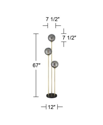 Arielle Mid Century Modern 67" Tall Standing Floor Lamp Tree Metal Brass Finish Bubble Glass  Shade
