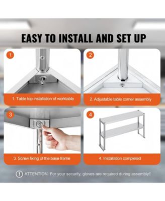 12 x 48 in Double Overshelf Adjustable Stainless Steel Storage Shelf