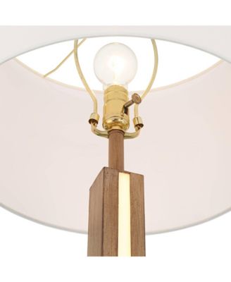 Brookline Farmhouse Rustic 63" Tall Standing Floor Lamp Column with LED Side Light  Wood Walnut Finish