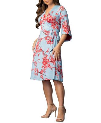 Women's Gemini Wrap Dress with Contrast Lined Sleeves