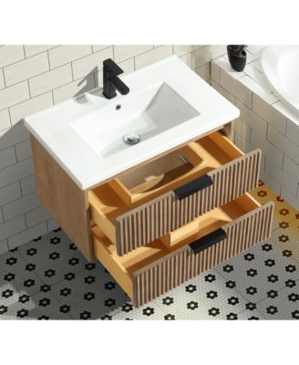 Diego 30" Floating Bathroom Vanity Weathered Fir