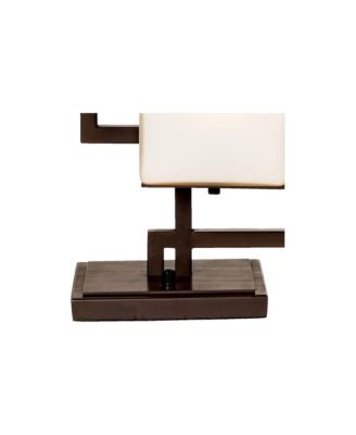 Lighting Modern Table Lamp 24" High Roman Bronze with Dimmer Metal Glass Shade for Bedroom Living Room Bedside Nightstand Office