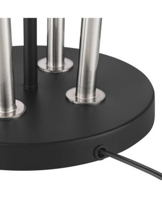 Flute Mid Century Modern 64" Tall Floor Lamp with Smart Socket Satin  Nickel  Shade for Living Room House