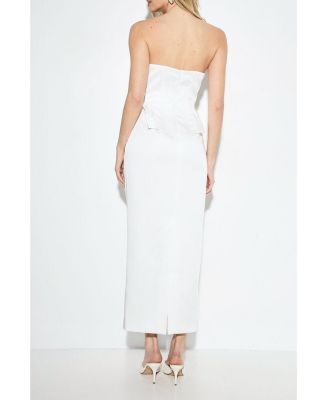 Women's Premium Bonded Satin Corset Midaxi Dress