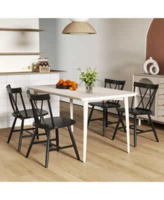 Set of 2 Farmhouse Kitchen Dining Chairs with Rubber Wood Frame