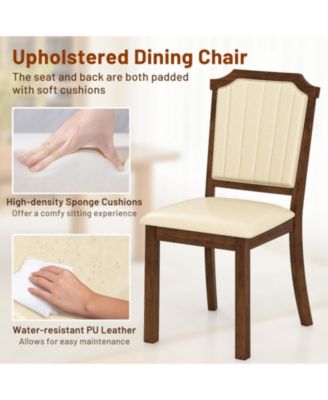 Set of 2 PU Leather Dining Chairs with Rubber Wood Frame and Padded Seat