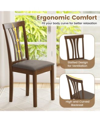 Set of 2 Linen Upholstered Wooden Dining Chairs with Rubber Wood Frame