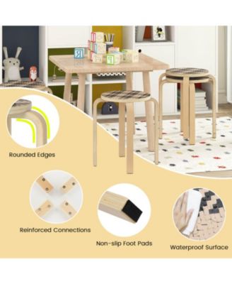 Set of 4 Stackable Bentwood Round-Top Stools