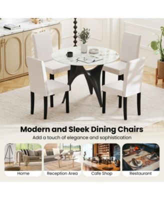 Set of 2 Mid-Century Modern Fabric Upholstered Parson Dining Chairs