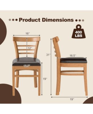 Set of 2 PU Leather Padded Dining Chairs with Rubber Wood Frame and Curved Back