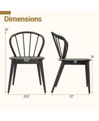 Set of 2 Windsor-Style Spindle-Back Dining Chairs with Wide Contoured Seat