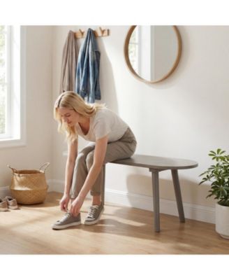 Solid Wood Farmhouse Dining Bench with Rubber Wood Legs