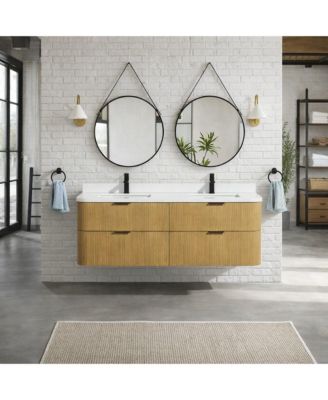 Chantal 60" Floating Bathroom Vanity Oak
