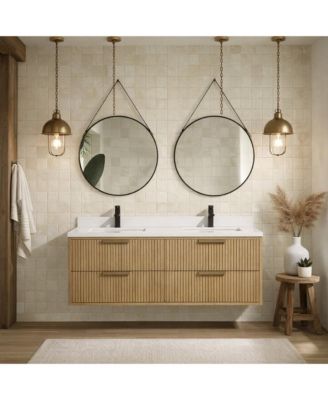Diego 60" Floating Bathroom Vanity Oak