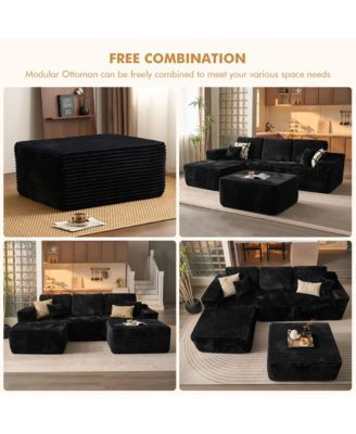 37" Corduroy Ottoman, Upholstered Cloud Ottoman for Boneless Couch, Modular Sectional Sofa for Living Room, Memory Foam