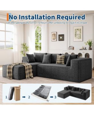 106.7" Modular Sectional Sofa, L-Shaped Cloud Couch with Chaise, Deep Seat Chenille