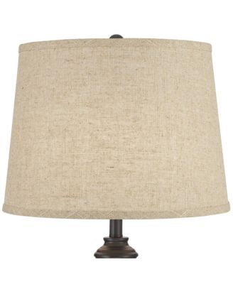 Lynn 26" Tall Skinny Buffet Modern Table Lamps Set of 2 Finish Metal Burlap Linen Shade Living Room Bedroom