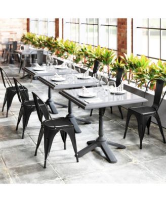 Set of 4 Metal Dining Chairs with Removable Backrest