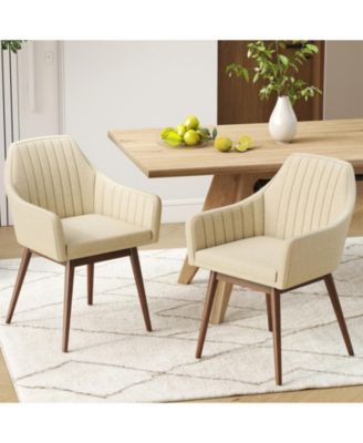 Set of 2 Upholstered Accent Dining Chairs with Padded Seat and Armrests
