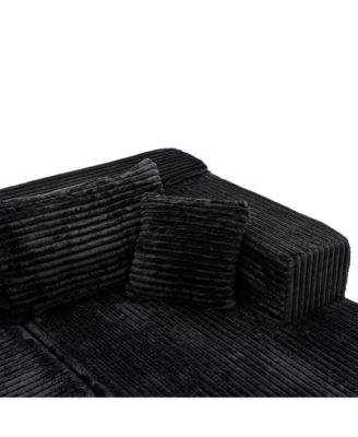 106" Modular Sectional Sofa with Pillows, L-Shape Corduroy Cloud Couch