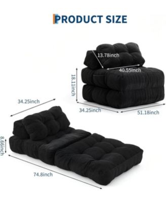 Folding Sofa Bed 2-Pack, Convertible Sleeper Chair with Pillow and Back Support