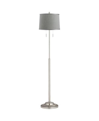 Abba Modern Floor Lamp Standing 66" Tall Brushed Nickel Dupioni for Living Room Bedroom Office House Home