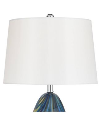 Pablo Modern Table Lamp with Square Marble Riser 27" Tall  Art Glass  Shade for Bedroom Living Room Bedside