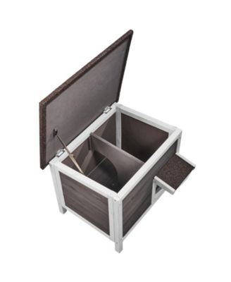 Wooden Outdoor Cat House with Roof PVC Door Flaps for Cats Feral Pet Shelter