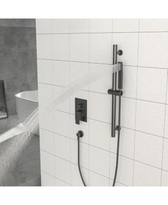 Shower System with Adjustable Slide Bar,12 Inch Wall Mounted Square Shower System with Rough-in Valve