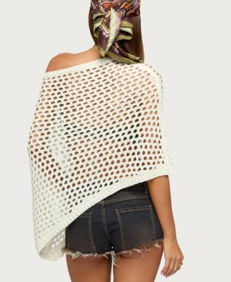 Women's Cloe Off Shoulder Crochet Poncho