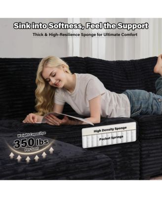 7-Piece Living Room Furniture Sectional Sofa, L-Shaped Deep Seat Cloud Couch with Chaise Ottoman, Comfy Corduroy Modular Couches for Home