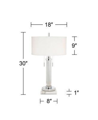 Cadence Modern Table Lamp with Square  Marble Riser 30" Tall Glass Column  Shade for Bedroom Living Room Bedside Office