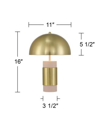 Delia 16" High Antique Brass Mushroom Accent Table Lamp Set of 2