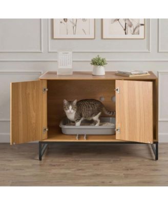 31.5 in. Hidden Cat Litter Box Enclosure Furniture with Scratch Pad Storage Waterproof Cabinet for Living Room Bedroom