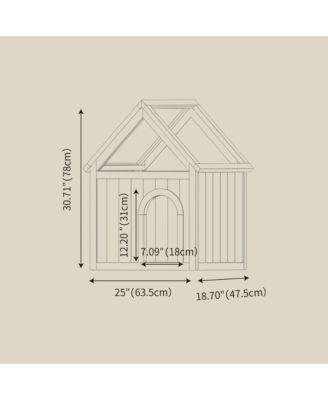 Cedar Floral Carved Transparent Roof Cat House 63.5×47.5×77.6cm