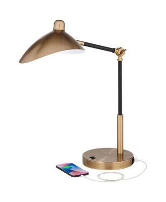 Colborne 28" Tall Mid Century Modern Desk Lamps Set of 2 USB Port Adjustable LED