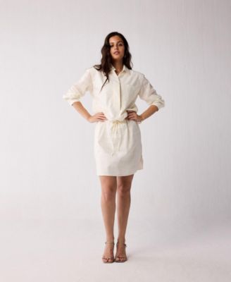 Women's Oversized Shirt Dress with Drawstring