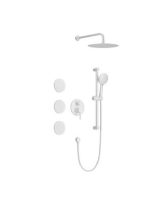Complete Shower System with Rainfall Shower Head, Hand Shower, Slide Bar, 3 Bodysprays, Valve Trim and Lever Handles