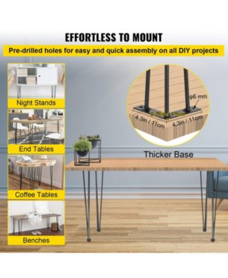 36 in Hairpin Table Legs Set of 4, Carbon Steel 3-Rod Furniture Legs with 880 lbs Total Load Capacity