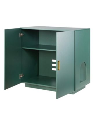 Hidden Cat Litter Box Enclosure Cabinet with Doors Ventilation and Side Table Top
