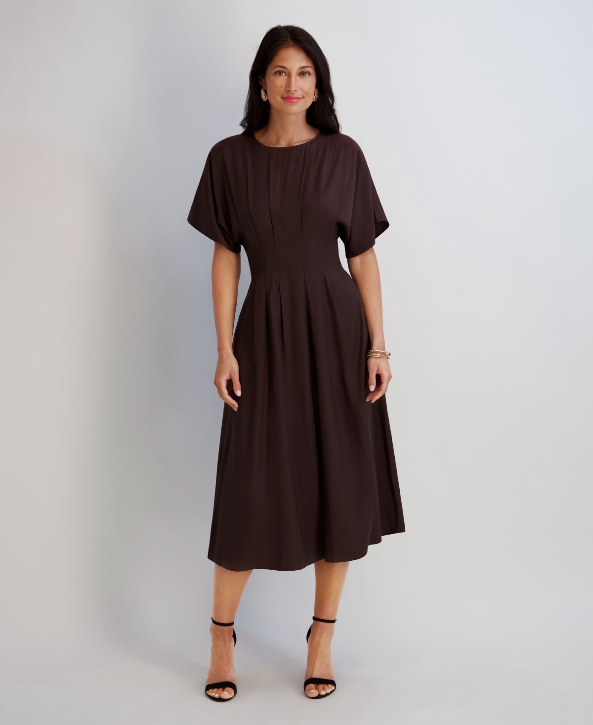 Женские платья Kensie Women's Dolman-Sleeve Cinched-Waist Midi Dress — фото 1