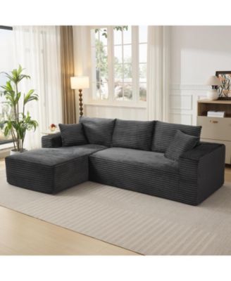 Cloud Sectional Couch with L-Shape Chaise- Modern Plush Corduroy Sofa for Living Room
