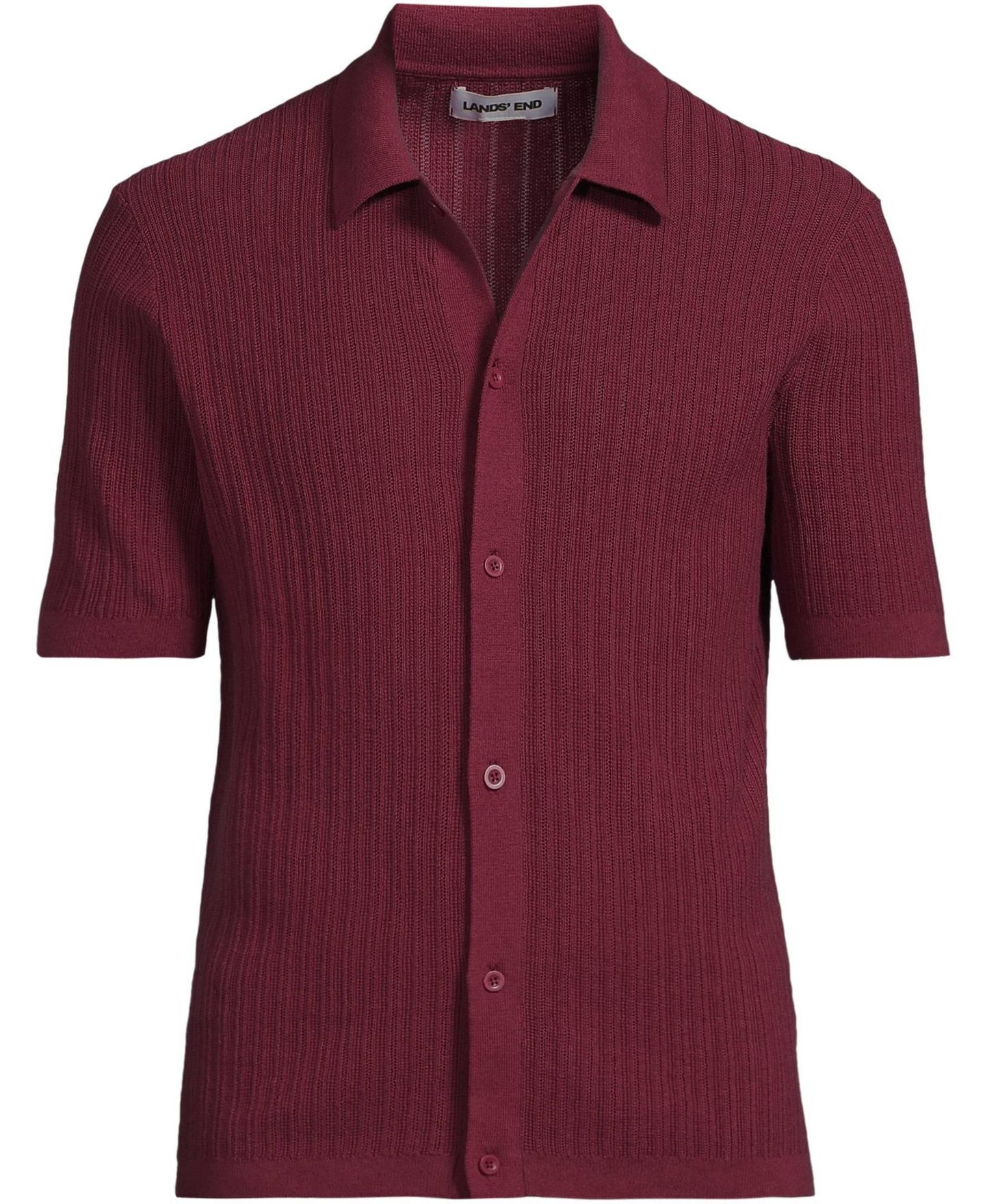Мужское поло Lands' End Short Sleeve Lightweight Button Through Polo Shirts, цвет: Бордовый — фото 3