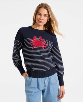 Women's Cotton Drifter Novelty Jacquard Crew Neck Sweater