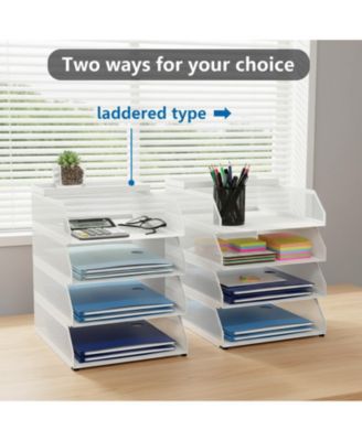 4-tier Stackable Metal Mesh Desk Organizer Trays File Document Storage Rack