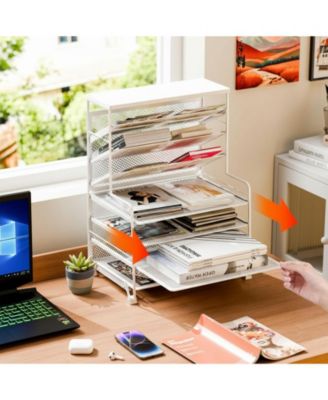 7 Tier Desk File Organizer 2 Pack Letter Tray Paper Mesh Office Home School