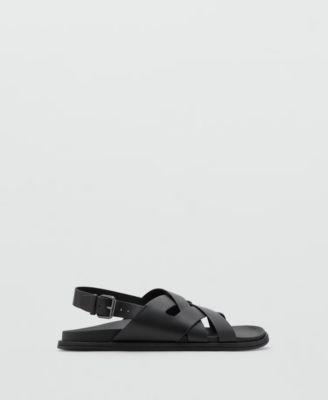 Men's Crossed Straps Leather Sandals