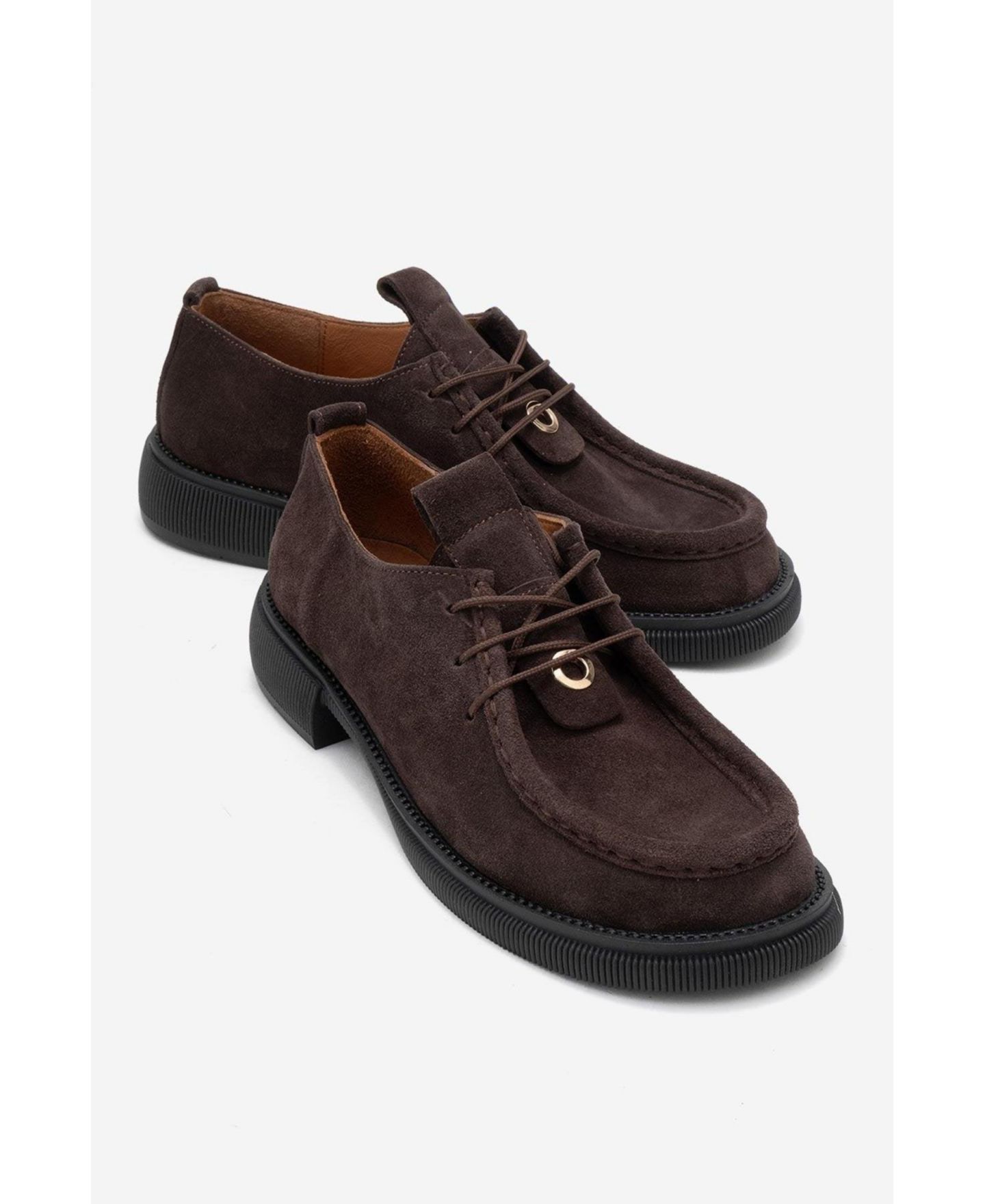Женские кожаные лоферы Forever & Always Shoes Band на шнуровке, цвет: Коричневый замшевый — фото 6